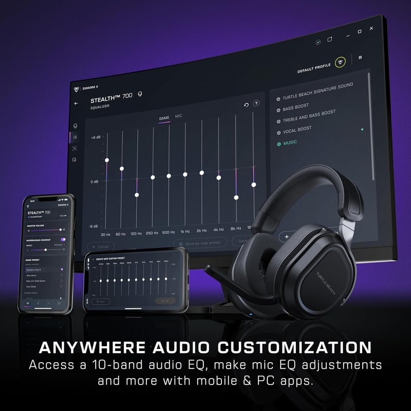 Turtle Beach Stealth 700 Wireless Gaming Headset PS5 PS4 PC Fekete - black