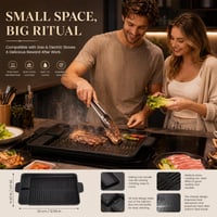 Ploča za roštilj Tutamaz pravokutna grill tava za plinsko kuhalo s posudom za sakupljanje masnoće i neprijanjajućim slojem za kamperska kuhala, indukcijske, plinske i keramičke ploče za kuhanje 4