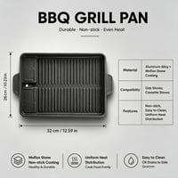 Ploča za roštilj Tutamaz pravokutna grill tava za plinsko kuhalo s posudom za sakupljanje masnoće i neprijanjajućim slojem za kamperska kuhala, indukcijske, plinske i keramičke ploče za kuhanje 5