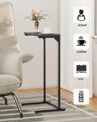 Măsuță de cafea în formă de C TUTOTAK TB01BK071EU, tavă TV, măsuță de canapea, măsuță laterală cu înălțimea de 73 cm, mobilier pentru living și dormitor 8