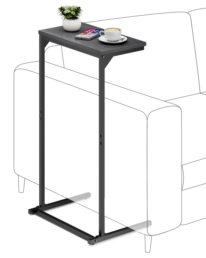 Măsuță de cafea în formă de C TUTOTAK TB01BK071EU, tavă TV, măsuță de canapea, măsuță laterală cu înălțimea de 73 cm, mobilier pentru living și dormitor