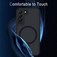 Magnetický kryt TUUTPU pre Samsung Galaxy S22 5G, kompatibilný s MagSafe, matný polopriehľadný tenký pevný PC zadný kryt a TPU rám, nárazuvzdorné ochranné puzdro, čierny 6