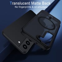 Magnetický kryt TUUTPU pre Samsung Galaxy S22 5G, kompatibilný s MagSafe, matný polopriehľadný tenký pevný PC zadný kryt a TPU rám, nárazuvzdorné ochranné puzdro, čierny 3