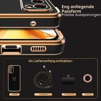 TUUTPU puzdro pre Samsung Galaxy A52S 5G / A52 5G / 4G s remienkom, kryt na telefón so srdiečkovým vzorom a 360° krúžkovým stojanom, tenký silikónový nárazuvzdorný ochranný obal s odnímateľnou šnúrkou na krk, čierny 6