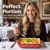TuYines Kerámia Sütőtál Téglalap Alakú Fedeles Casserole Tál Fogantyúval Lasagne Pite Rakott Ételek Sütéséhez Piros 3