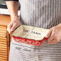 TuYines Kerámia Sütőtál Téglalap Alakú Fedeles Casserole Tál Fogantyúval Lasagne Pite Rakott Ételek Sütéséhez Piros 4