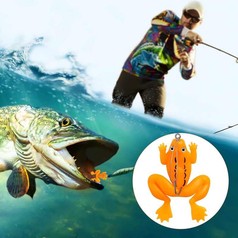 TUYOBG 5db Narancssárga Puha Béka Horgász Csali Topwater Lure Bass