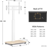 TVON görgős sarok TV állvány 32-65"-os TV-hez, VESA 400x400, max. 40 kg - fehér 8