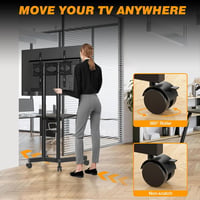 TVON Mobil TV Állvány 32-75" Képernyőkhöz - Görgős, Magasságállítható TV Tartó Polccal, 40kg Teherbírás, VESA 400x400mm Kompatibilis 3
