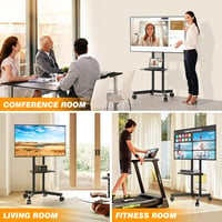 TVON Mobil TV Állvány 32-75" Képernyőkhöz - Görgős, Magasságállítható TV Tartó Polccal, 40kg Teherbírás, VESA 400x400mm Kompatibilis 2