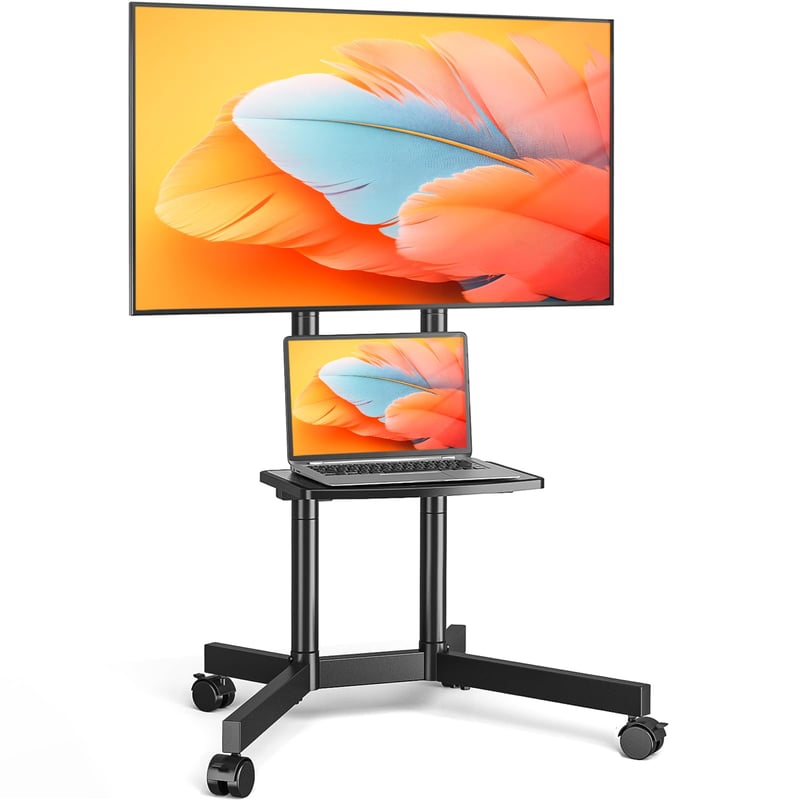 TVON Mobilni TV stalak za ekrane 32-75" - Podesiv po visini, s kotačićima, s policom, nosivost 40kg, VESA 400x400mm kompatibilan
