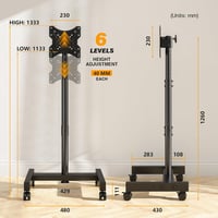 TVON Mobil TV Állvány Kerekekkel 13-50" Plasma/LCD/LED Tévéhez 5