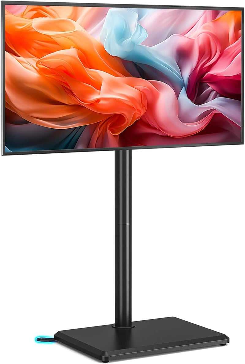 TVON TV Állvány 32-55 Colos Televízióhoz - Állítható Magasságú, Forgatható Padlóállvány, VESA 400x400mm, 40kg Teherbírás, Fekete