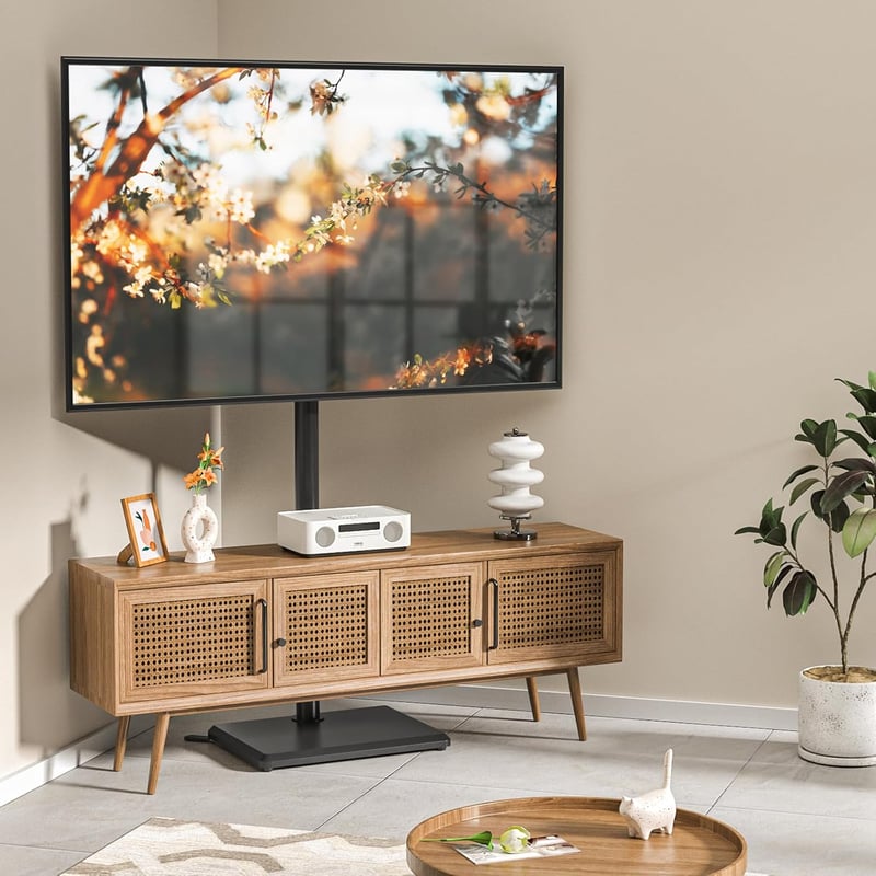 TVON TV Állvány 32-55 Colos Televízióhoz - Állítható Magasságú, Forgatható Padlóállvány, VESA 400x400mm, 40kg Teherbírás, Fekete