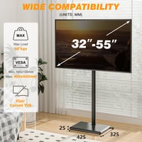TVON TV Állvány 32-55 Colos Televízióhoz - Állítható Magasságú, Forgatható Padlóállvány, VESA 400x400mm, 40kg Teherbírás, Fekete 2