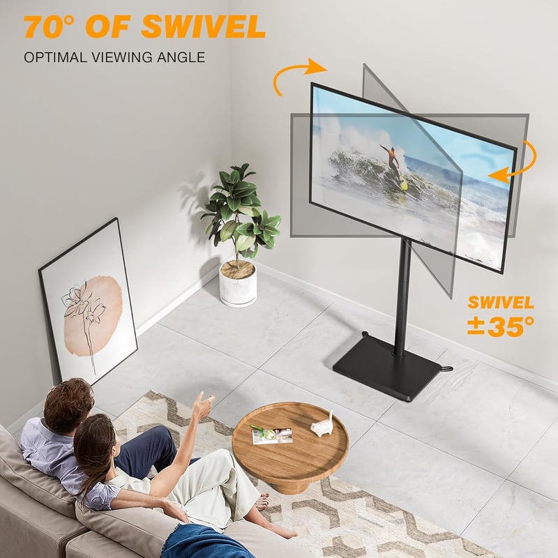 TVON TV Állvány 32-55 Colos Televízióhoz - Állítható Magasságú, Forgatható Padlóállvány, VESA 400x400mm, 40kg Teherbírás, Fekete