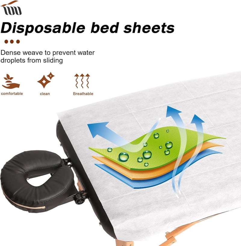 Tvvcalk 100 Pack Disposable Bed Sheets, Disposable Bed Sheets, Disposable Bed Sheets, TNT Disposable Massage Sheets, Spa, 80 x 180 cm