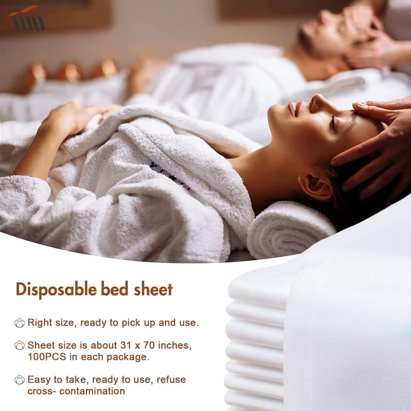 Tvvcalk 100 Pack Disposable Bed Sheets, Disposable Bed Sheets, Disposable Bed Sheets, TNT Disposable Massage Sheets, Spa, 80 x 180 cm