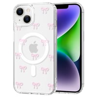 TVVTPU MagSafe kompatibilné puzdro na iPhone 14, motív ružovej mašle, priehľadné, tenké, nárazuvzdorné, odolné voči poškriabaniu, nežltnúce, tvrdý PC zadný kryt 1