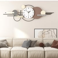 TWFJEL Moderni veliki zidni sat 120x38 cm, minimalistički luksuzni dekorativni kvarcni sat, nečujan bez kucanja, metalni okvir s drvenim brojčanikom, za dnevni boravak, spavaću sobu, ured i kuhinju 2
