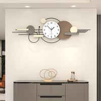 TWFJEL Moderni veliki zidni sat 120x38 cm, minimalistički luksuzni dekorativni kvarcni sat, nečujan bez kucanja, metalni okvir s drvenim brojčanikom, za dnevni boravak, spavaću sobu, ured i kuhinju 1