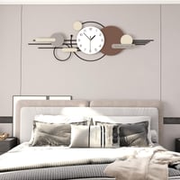 TWFJEL Moderni veliki zidni sat 120x38 cm, minimalistički luksuzni dekorativni kvarcni sat, nečujan bez kucanja, metalni okvir s drvenim brojčanikom, za dnevni boravak, spavaću sobu, ured i kuhinju 3