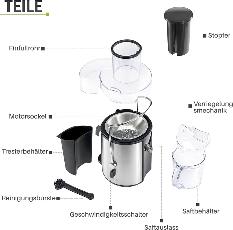 Twinzee 850W Centrifugális Gyümölcs és Zöldség Préselt Elektromos Gyümölcsprés