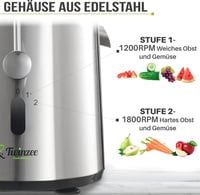 Twinzee 850W Centrifugális Gyümölcs és Zöldség Préselt Elektromos Gyümölcsprés 3