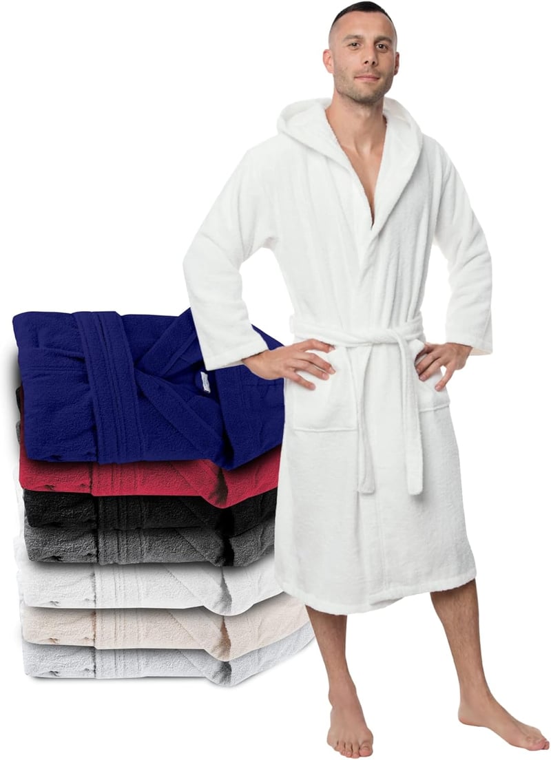 Twinzen férfi fürdőköpeny 100% pamut, kapucnis, zsebes, XS-XXXL
