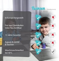 Twinzen gyerek fürdőköpeny 100% pamut, Oeko-Tex® certified, kapucni fülekkel 5