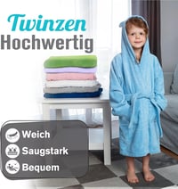 Twinzen gyerek fürdőköpeny 100% pamut, Oeko-Tex® certified, kapucni fülekkel 2