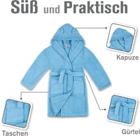 Twinzen gyerek fürdőköpeny 100% pamut, Oeko-Tex® certified, kapucni fülekkel 3