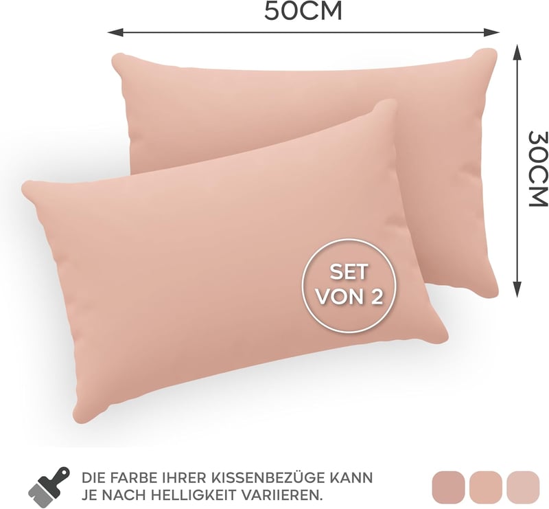 Twinzen Jersey Pamut Párnahuzat 30x50 cm Cipzárral, 2 db Rózsaszín
