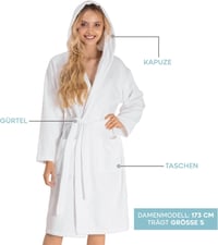 Twinzen Női Fürdőköpeny 100% Pamut Oeko-Tex Kapucnis Zsebekkel 3