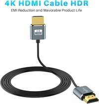 Twozoh Ultra Vékony HDMI Kábel 0,5m - Rendkívül Hajlékony HDMI 2.0 Csatlakozó 4K@60Hz Támogatással, Aranyozott, TV/Laptop/Konzol Kompatibili 2