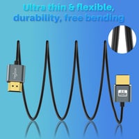 Twozoh Ultra Vékony HDMI Kábel 0,5m - Rendkívül Hajlékony HDMI 2.0 Csatlakozó 4K@60Hz Támogatással, Aranyozott, TV/Laptop/Konzol Kompatibili 6