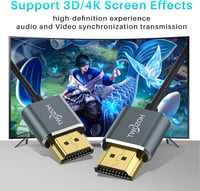 Twozoh Ultra Vékony HDMI Kábel 0,5m - Rendkívül Hajlékony HDMI 2.0 Csatlakozó 4K@60Hz Támogatással, Aranyozott, TV/Laptop/Konzol Kompatibili 4