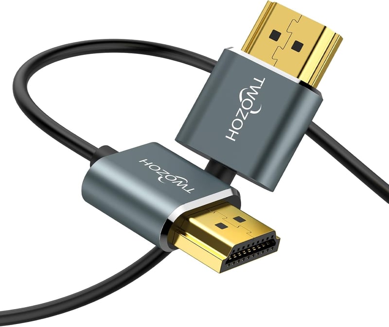 Twozoh Ultra Vékony HDMI Kábel 0,5m - Rendkívül Hajlékony HDMI 2.0 Csatlakozó 4K@60Hz Támogatással, Aranyozott, TV/Laptop/Konzol Kompatibili