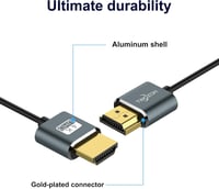 Twozoh Ultra Vékony HDMI Kábel 0,5m - Rendkívül Hajlékony HDMI 2.0 Csatlakozó 4K@60Hz Támogatással, Aranyozott, TV/Laptop/Konzol Kompatibili 5