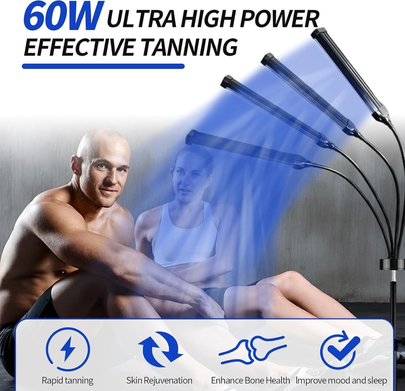 TWSOUL Otthoni Szoláriumlámpa 460-490 NM, 60W Kék Fény, 432 LED, Arcra és Testre