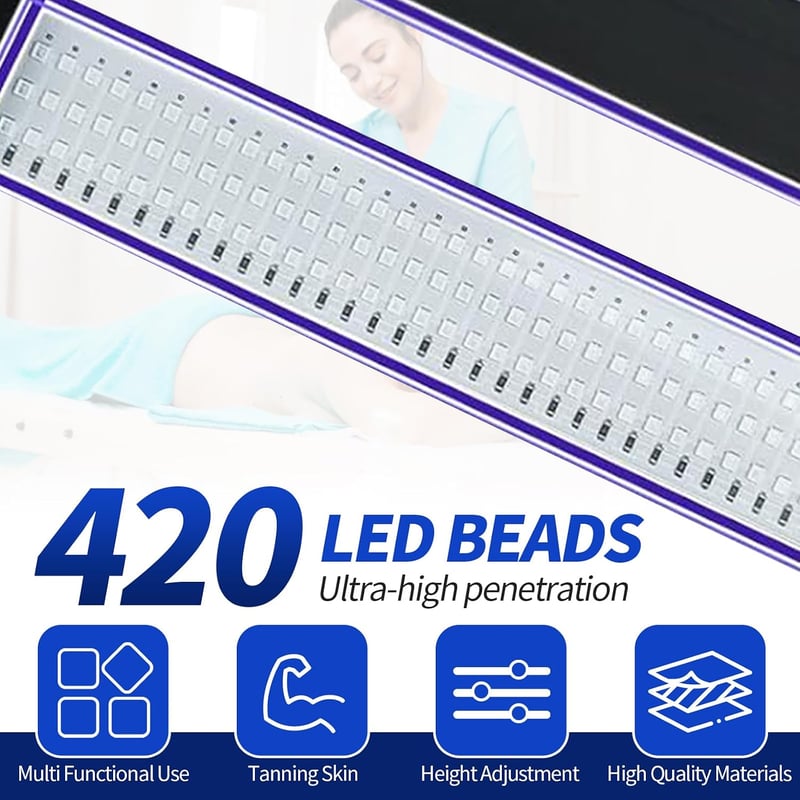 TWSOUL Otthoni Szoláriumlámpa 460-490 NM, 60W Kék Fény, 432 LED, Arcra és Testre