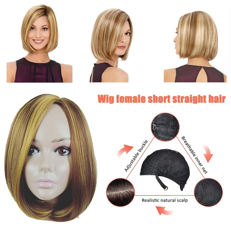 TWSOUL Szőke Bob Paróka Női Rövid Haj Lace Front Sötét Gyökerrel