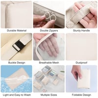 TXBOBECO Set organizatora za kofere od 10 dijelova, Packing Cubes putni set za pohranu, bež 6