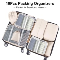 TXBOBECO Set organizatora za kofere od 10 dijelova, Packing Cubes putni set za pohranu, bež 2
