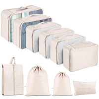 TXBOBECO Set organizatora za kofere od 10 dijelova, Packing Cubes putni set za pohranu, bež 1