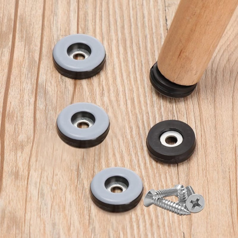 TXErfolg Teflon Bútorcsúsztatók - 20 db Kerek Fekete Padlóvédő (30mm) Rozsdamentes Csavarokkal és Fúróval - Bútorlábvédő Laminált, Fa, Csemp
