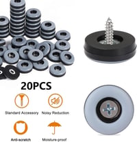 TXErfolg Teflon Bútorcsúsztatók - 20 db Kerek Fekete Padlóvédő (30mm) Rozsdamentes Csavarokkal és Fúróval - Bútorlábvédő Laminált, Fa, Csemp 3