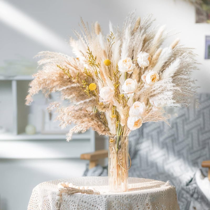 Tycons Pampas Grass 80 db Száraz Virág Dekoráció Boho Stílusú Lakáshoz