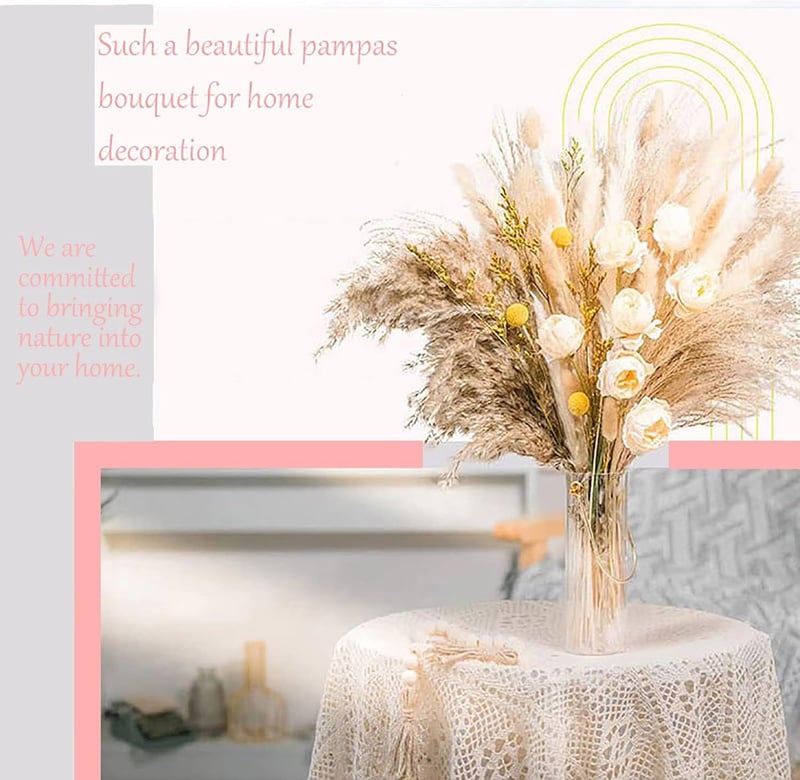 Tycons Pampas Grass 80 db Száraz Virág Dekoráció Boho Stílusú Lakáshoz