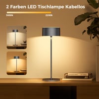 Lampă de masă LED fără fir TYEE - Reîncărcabilă, reglabilă (dimmabilă), lumină caldă 2200-3000K, USB-C, rezistentă la apă IP54, aluminiu, pentru utilizare la interior și exterior, negru 3